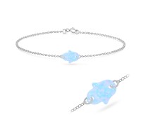 Light Sapphire Opal Silver Bracelet BRS-237A
